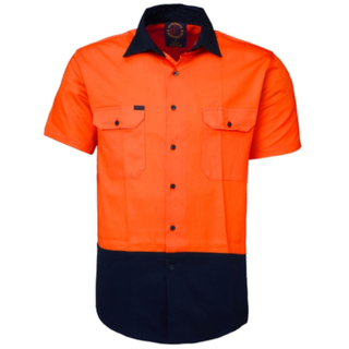 WORKWEAR, SAFETY & CORPORATE CLOTHING SPECIALISTS Open Front 2 Tone Shirt - Short Sleeve