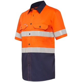 WORKWEAR, SAFETY & CORPORATE CLOTHING SPECIALISTS Koolgear - Ventilated Hi-Vis Two Tone Shirt with Tape Short Sleeve